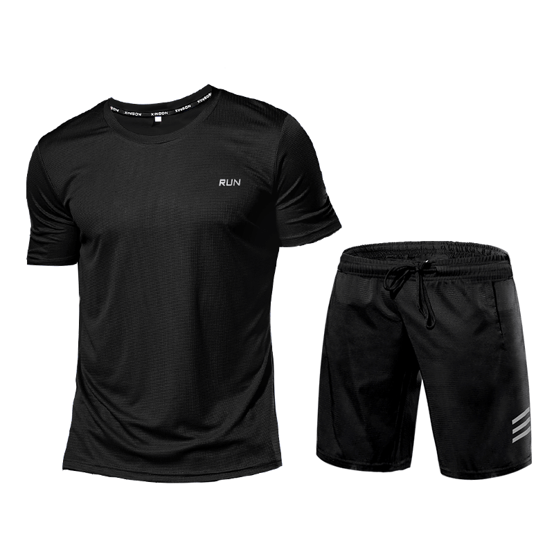 Men's Fitness Set - Two-Piece Sports Tracksuit Shorts and T-Shirt