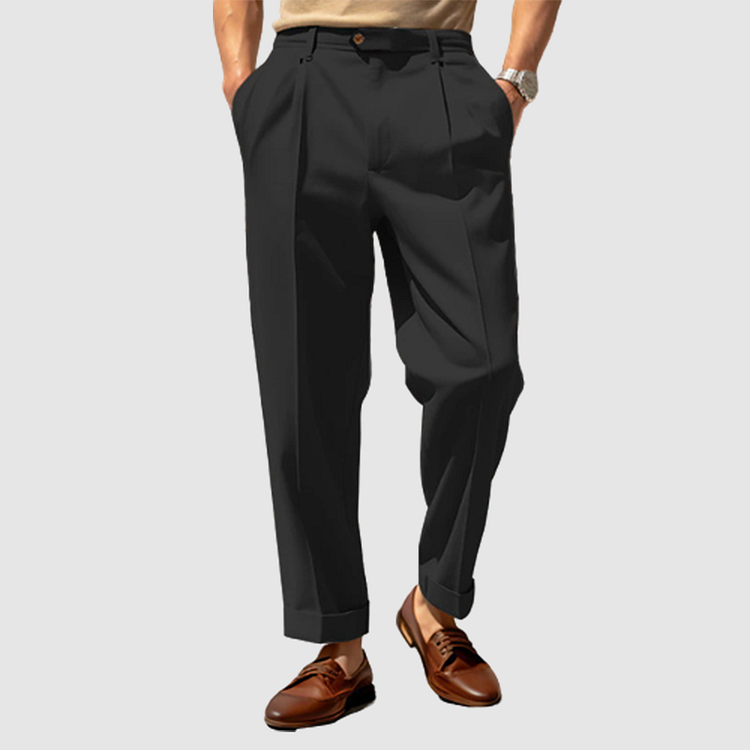 Men's Suit Pants Straight Leg Pleated Business Chic