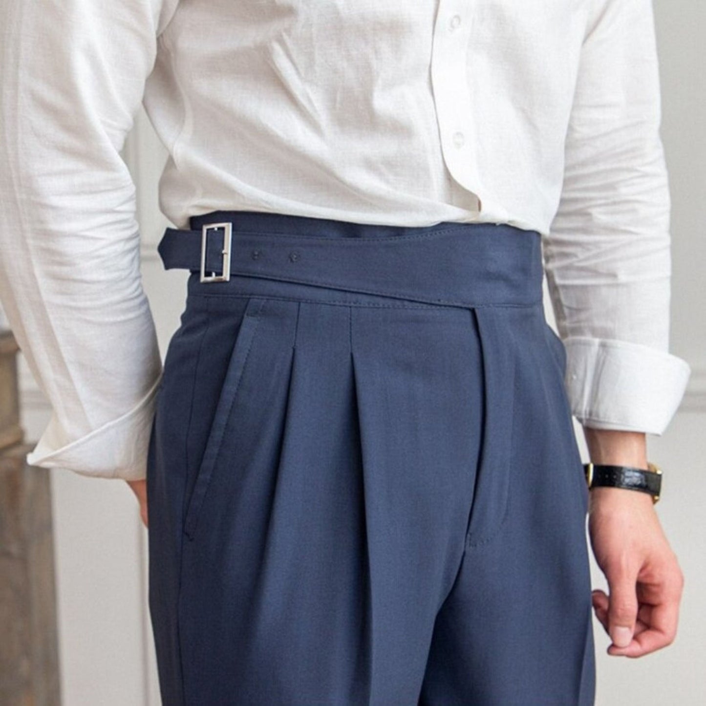 Men's Suit Trousers High Waisted Elegant