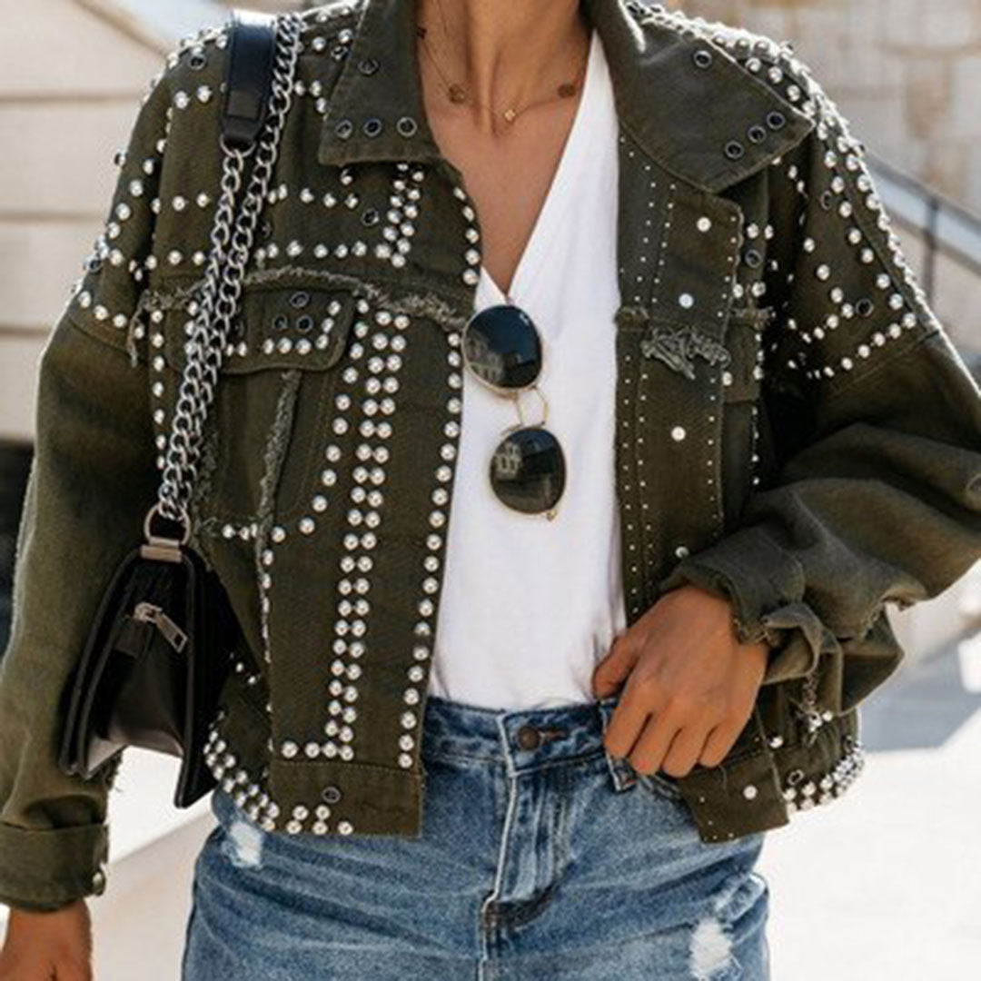 Women's Autumn Studded Leather Jacket