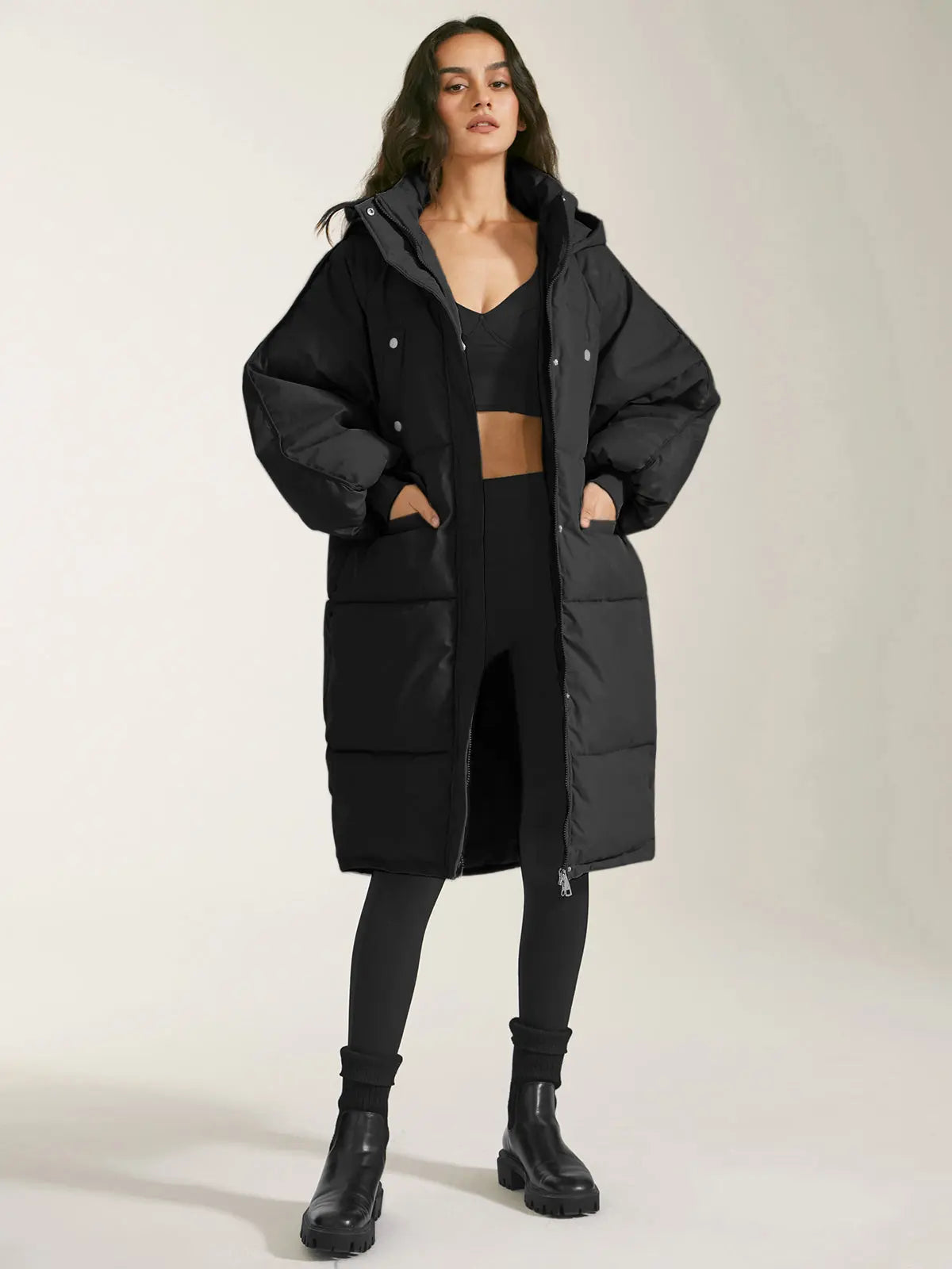 Women's Warm Winter Parka Hooded Zipper