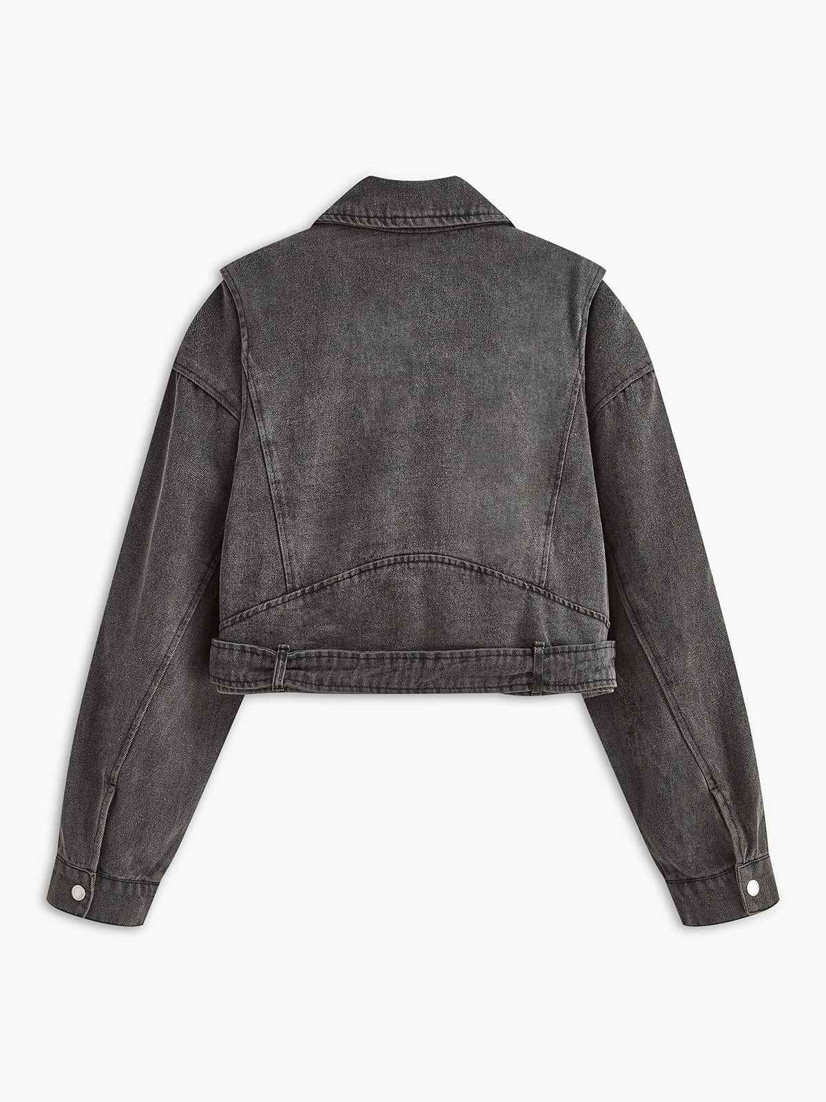 Schwarze Denim-Bikerjacke Rockstyle - IdealeKleiden