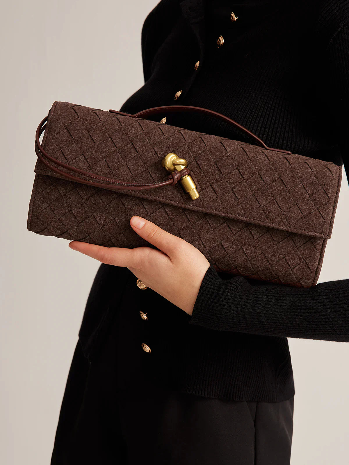 Elegante Clutch Braun Gewebe - IdealeKleiden
