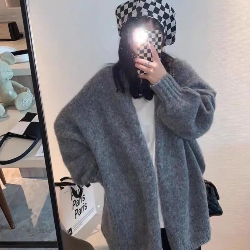 Large Knitted Cardigan Open Front Soft