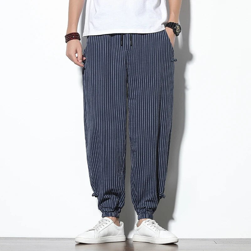 Comfortable Men's Jogger Pants Stripe Effect