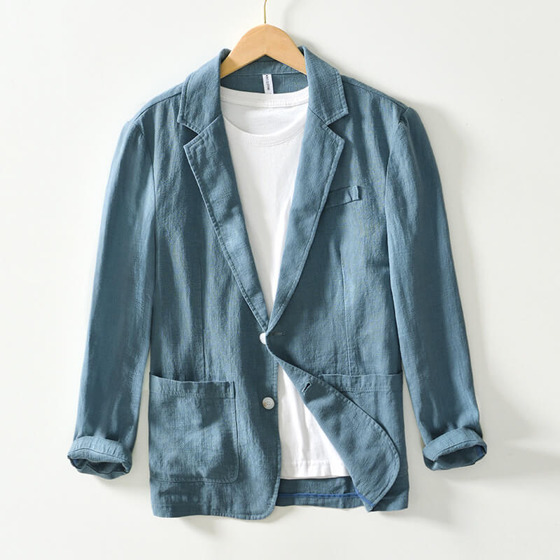 Men's Lightweight Linen Blazer Single-Breasted Summer Jacket