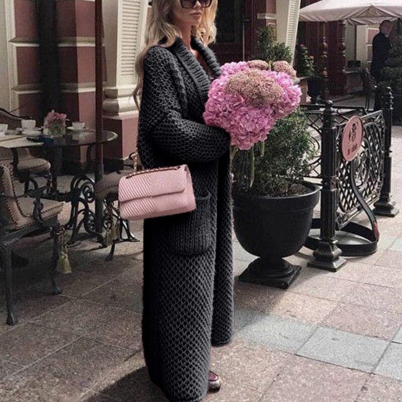 Women's Long Knitted Cardigan with Pockets Elegant