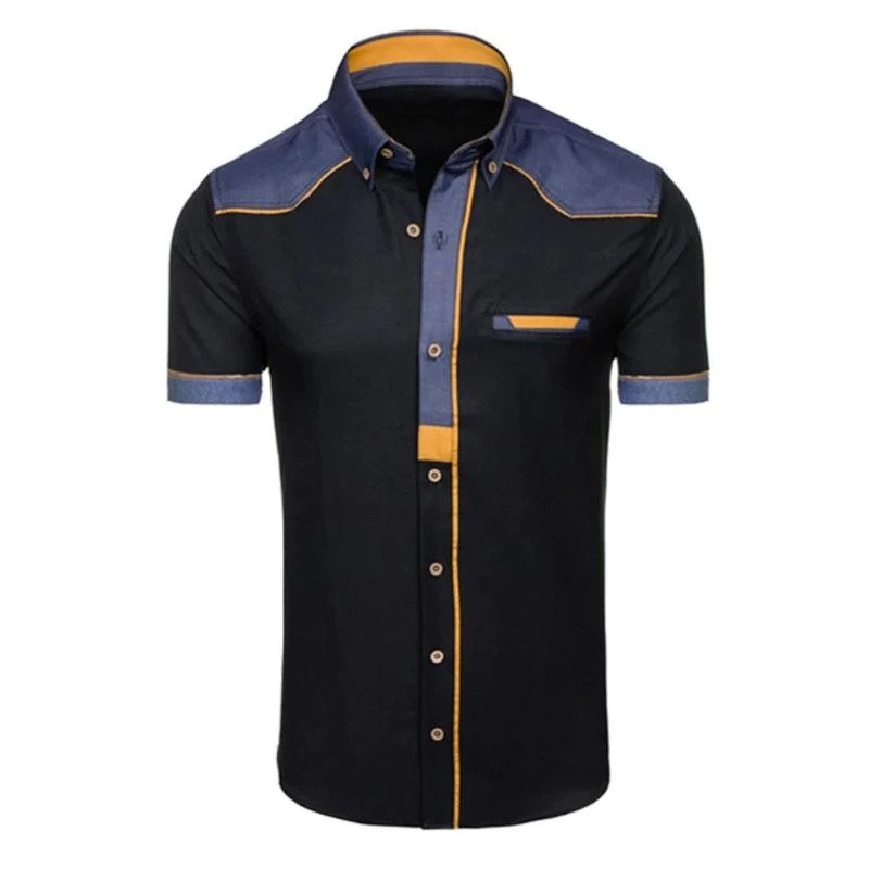 Fashionable slim-fit polo shirt with a denim pocket