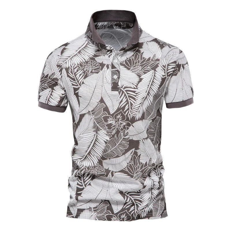 Men's Hawaiian Floral Polo Shirt Summer