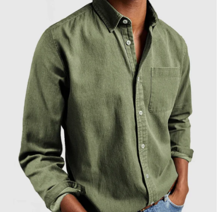 Casual Men's Long-Sleeve Collared Shirt