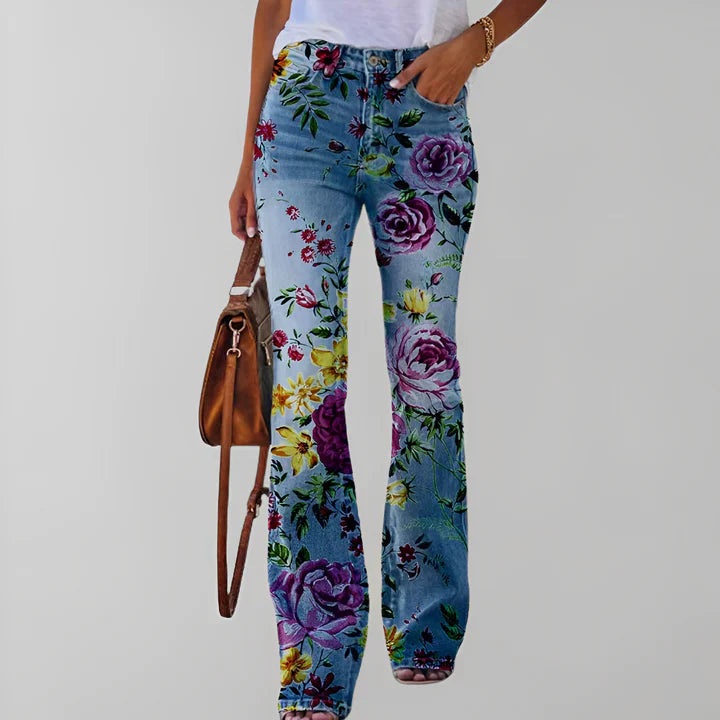 Straight Jeans Floral Print Women