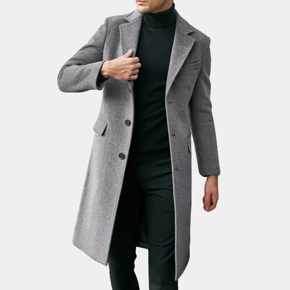 Tailored Trench Coat Women Long Elegant Wool Blend