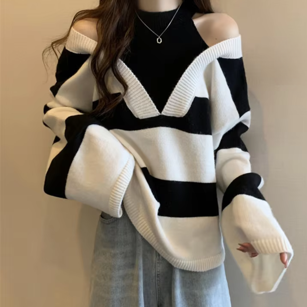 Elegant Women's Off-the-Shoulder Sweater