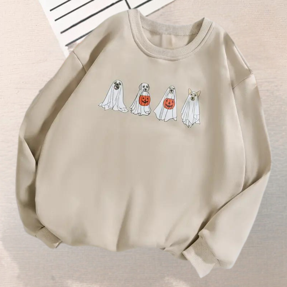 Spooky Halloween Sweaters for Women with Dog Motif