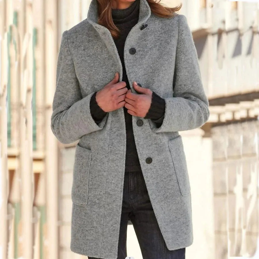 Elegant women's coat with high collar