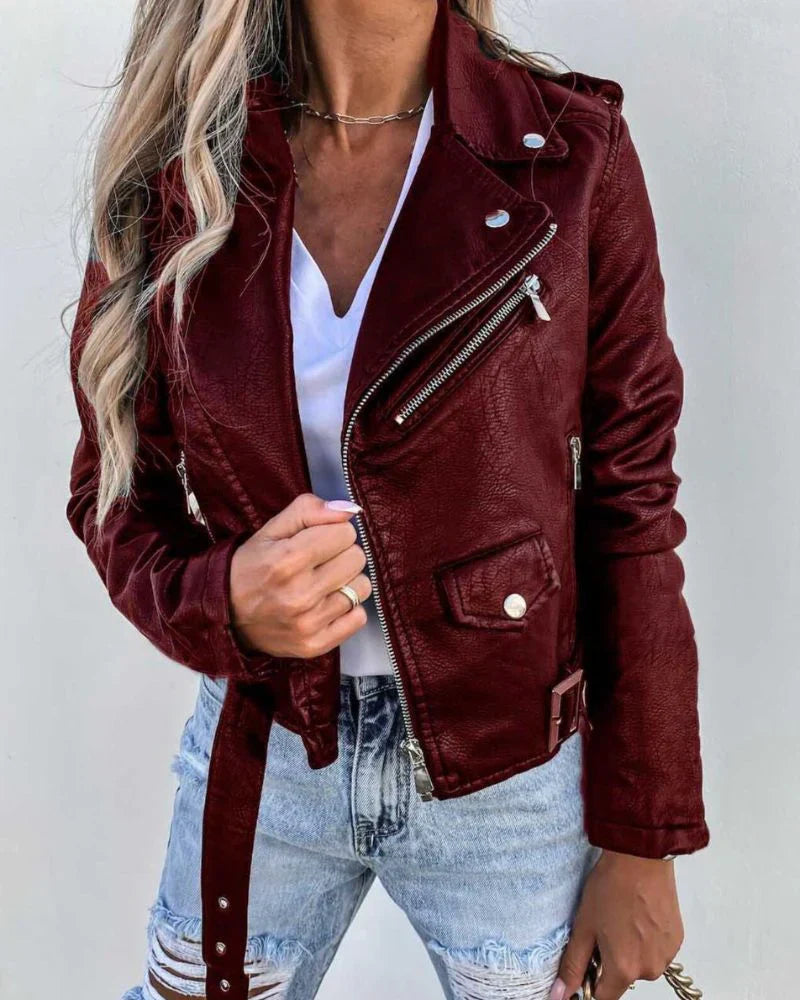 Leather Summer Jacket Elegant Casey