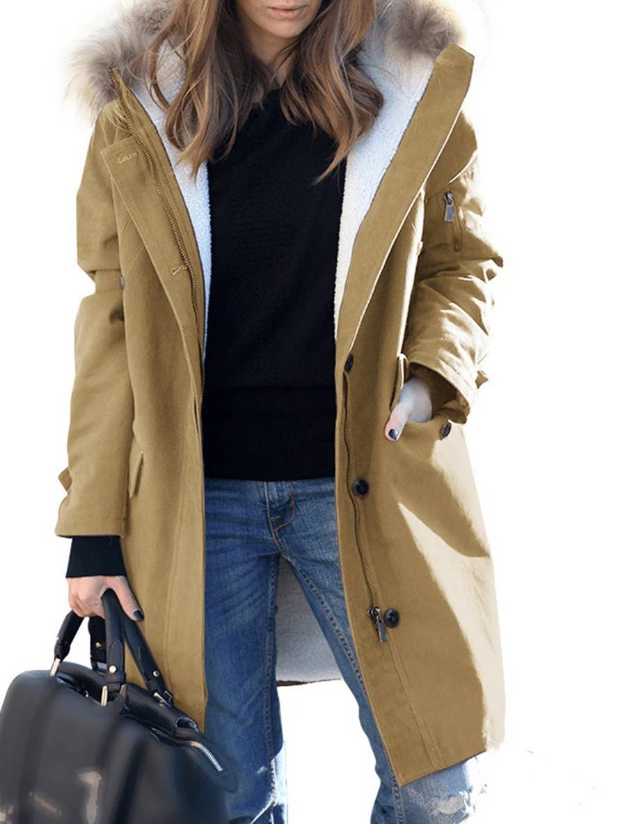 Women's Long Winter Parka Coat Faux Fur Hood