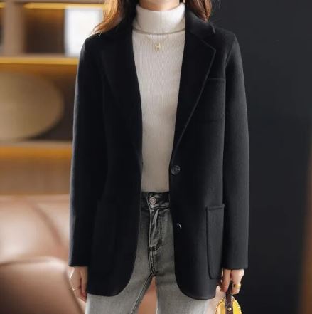 Autumn Winter Blazer Women's Tweed Coat Elegant