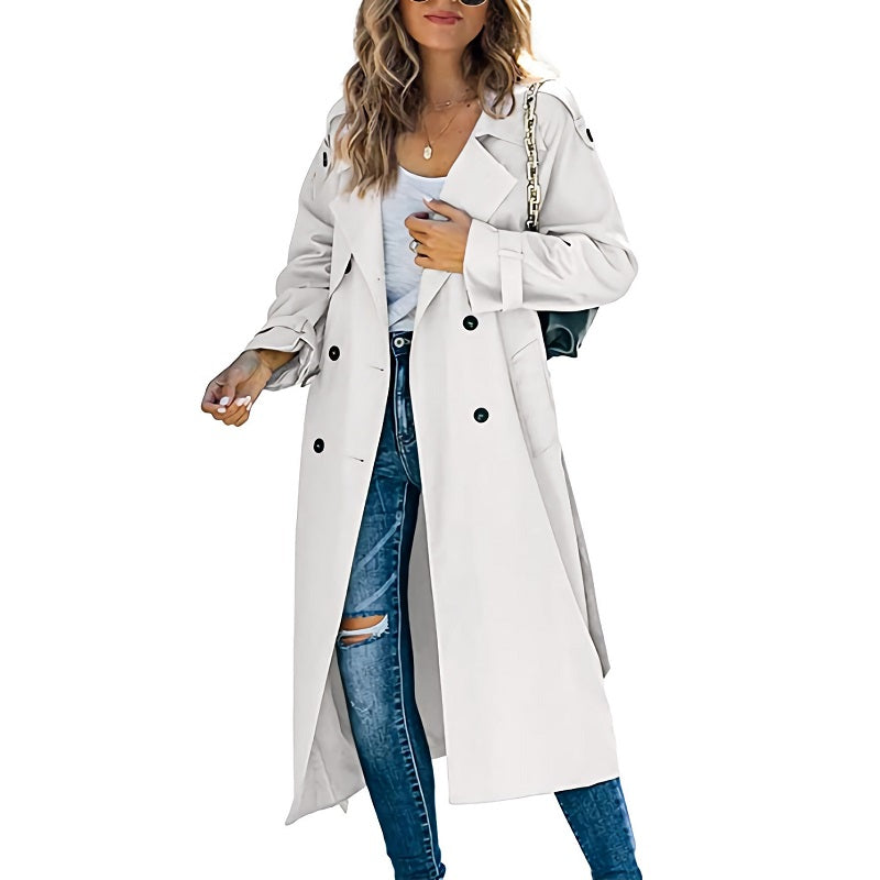 Elegant Women's Long Trench Coat Modern Ladies' Fashion