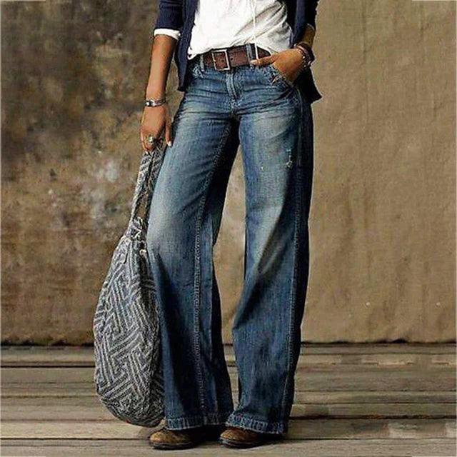 Wide-leg denim trousers with a comfort fit