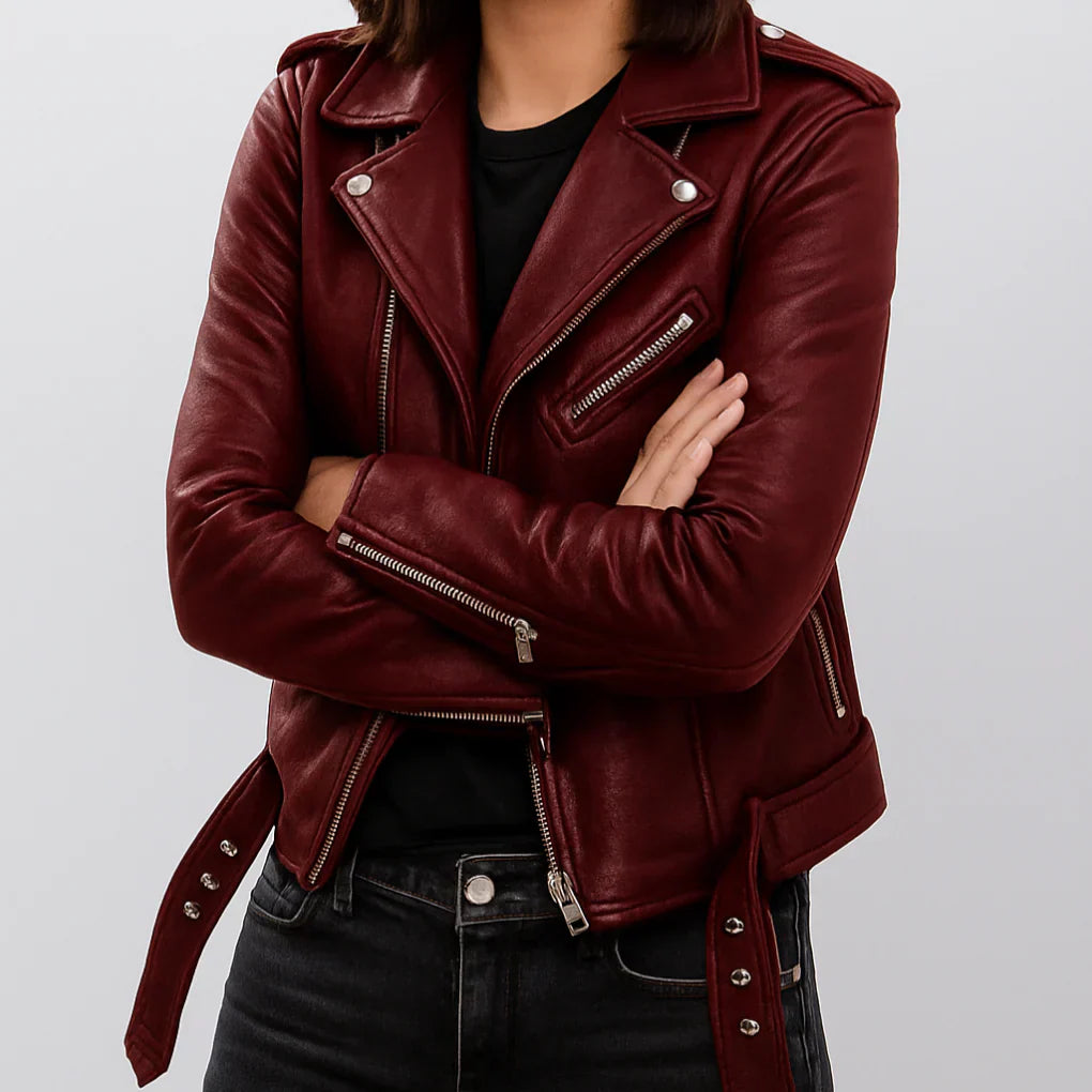 Women's Slim-fit Leather Biker Jacket