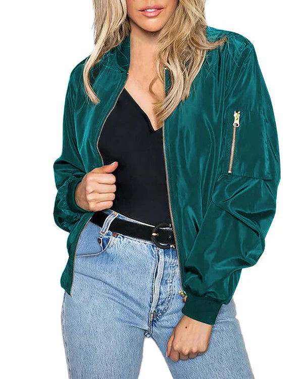 Elegant Men's Classic Bomber Jacket With Pockets