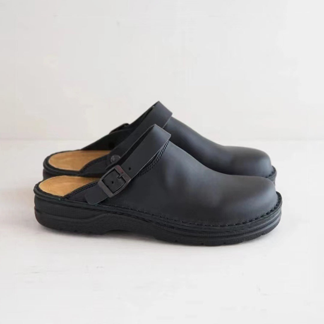 Men's Retro Leather Clogs Comfortable Shoes