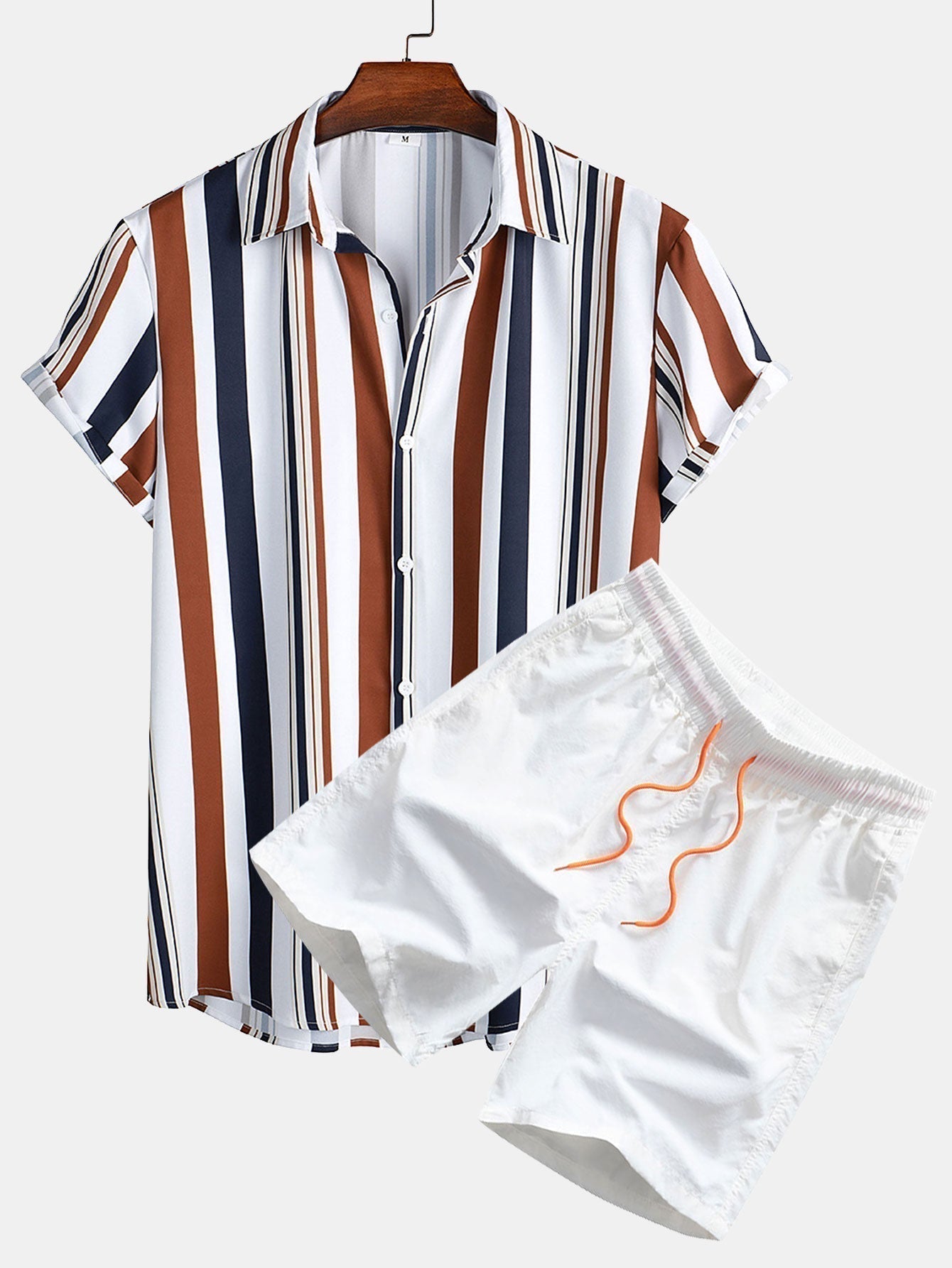 Men's Summer Set: Striped Shirt and Shorts