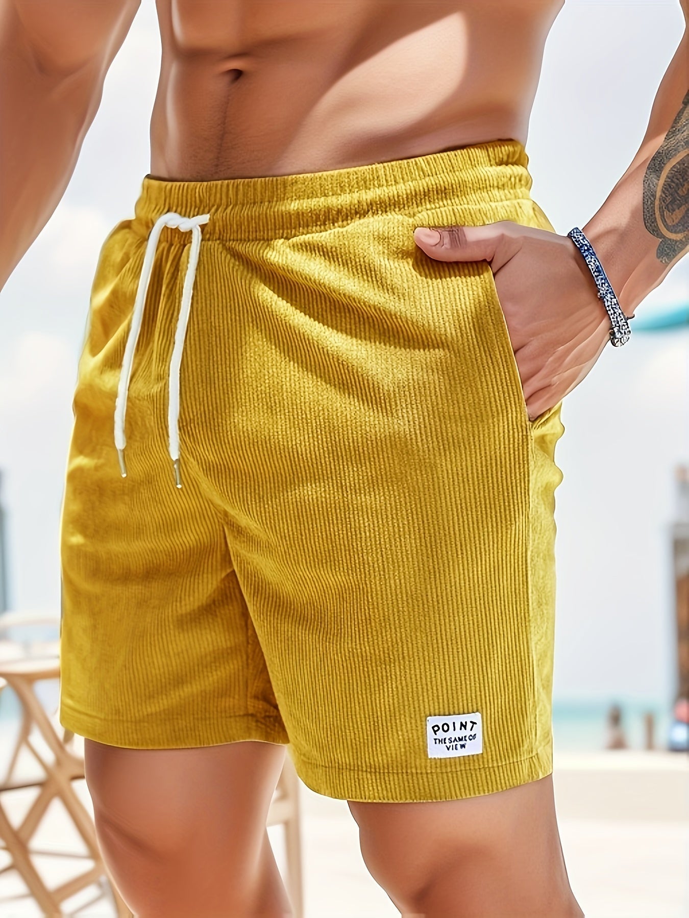 Men's Elastic Drawstring Summer Corduroy Shorts