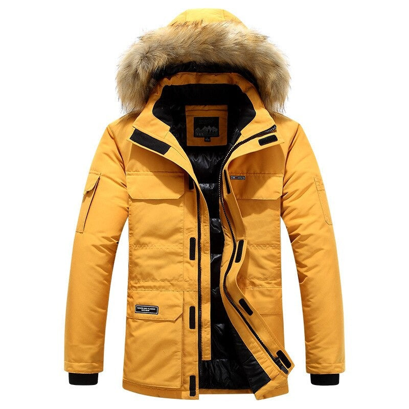 Men's Winter Coat Luxury Fur Details