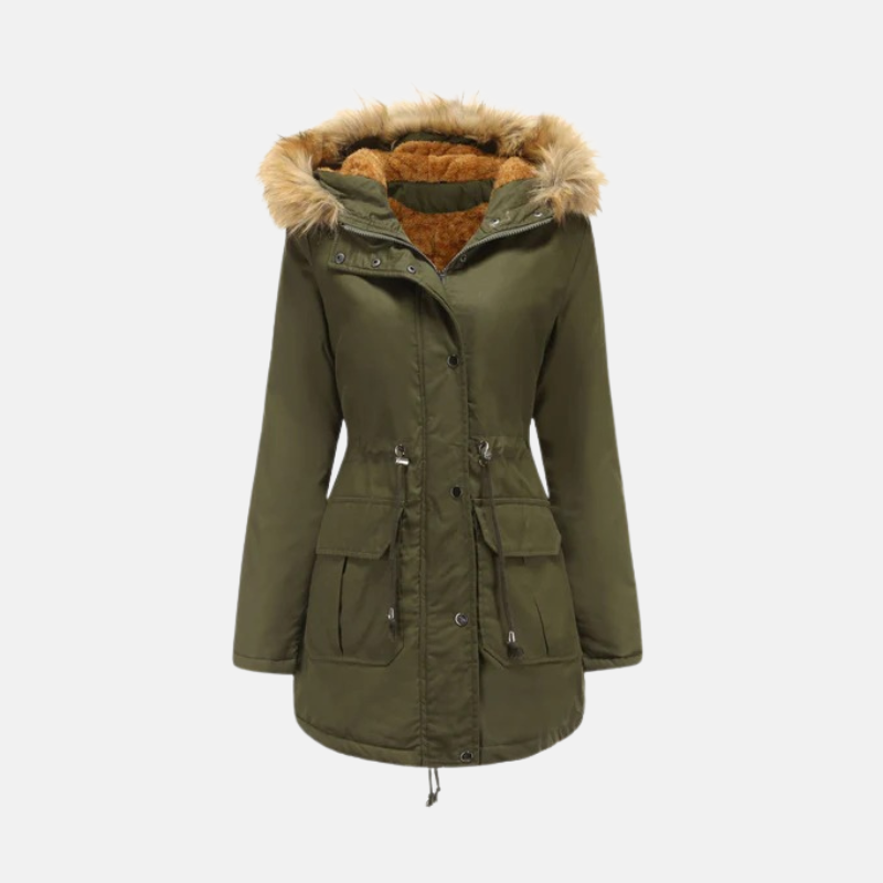 Women's Winter Parka Warm Fleece Faux Fur Hood