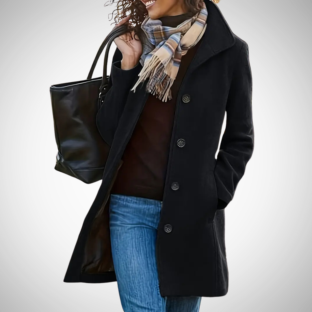 Women's Winter Jacket Fitted Button Placket Modern