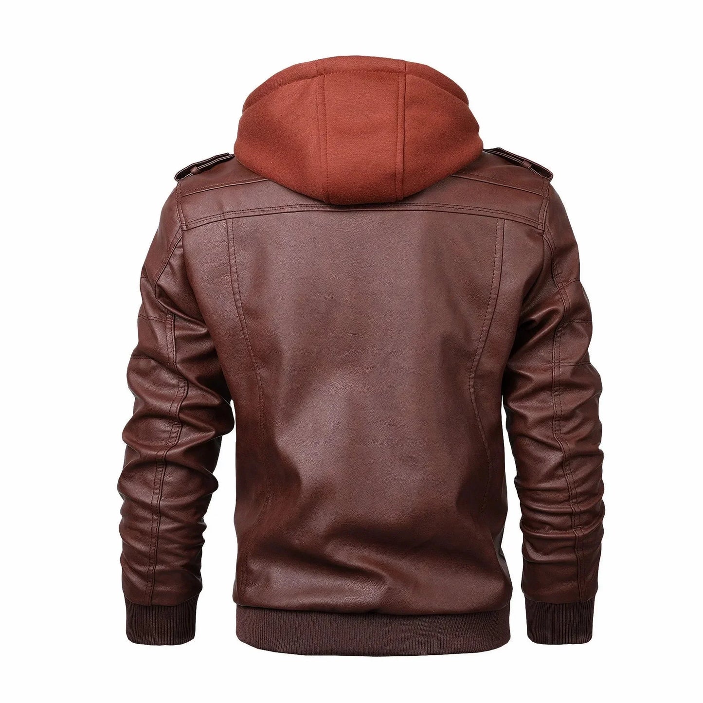 Stilvolle Lederjacke Mit Kapuze - IdealeKleiden