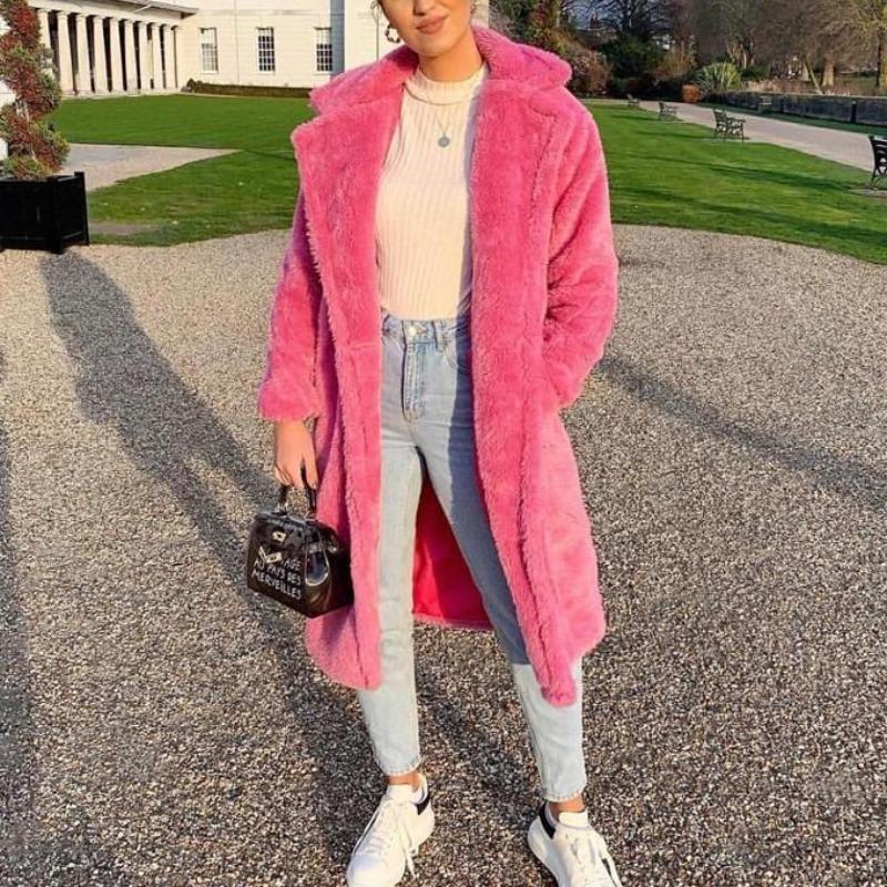 Long Faux Fur Jacket Warm Elegant Cinderella