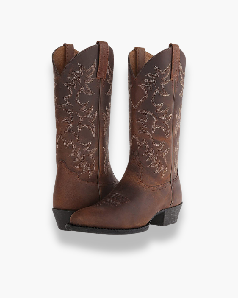 Stylish Women's Cowboy Boots Black Leather