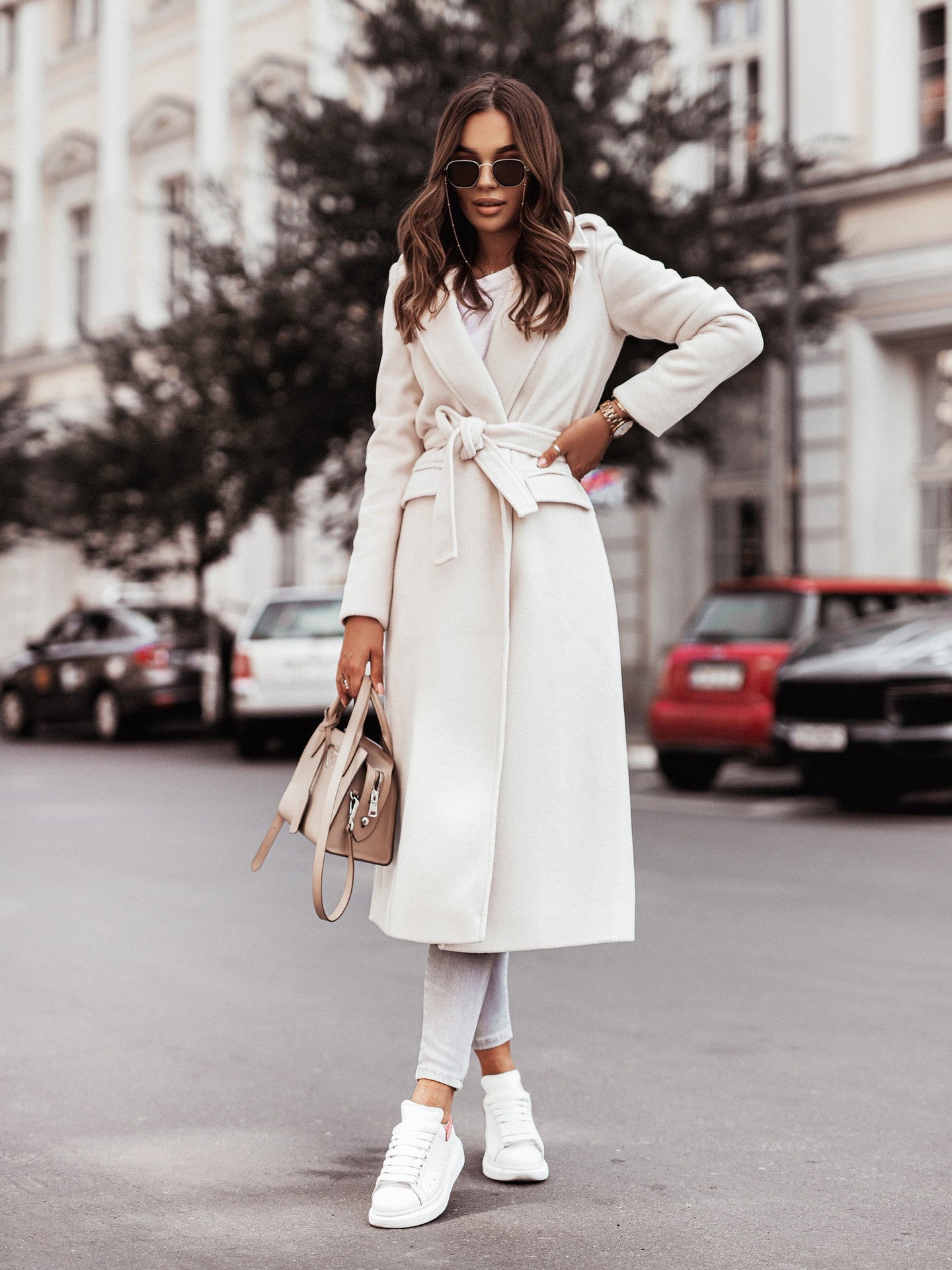 Women's Long Winter Coat Wool Jacket Elegant Collar