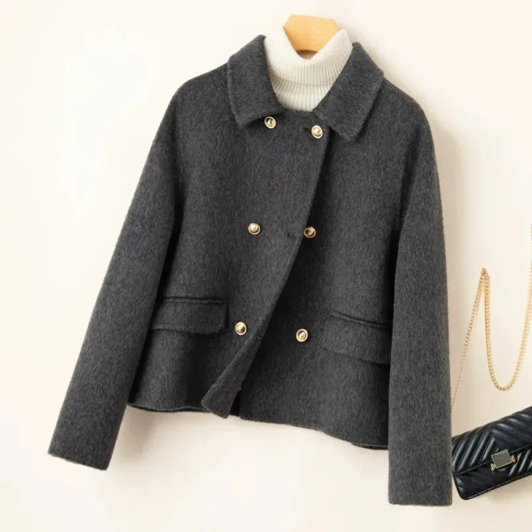 Elegant wool coat doll collar luxury buttons