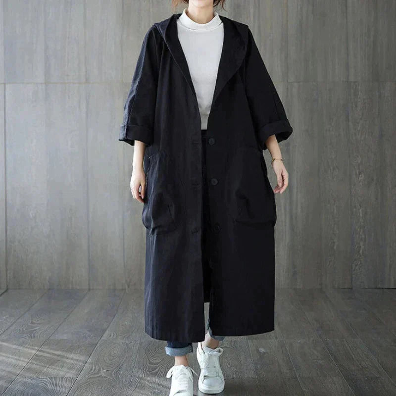 Elegant Trench Coat Long Oversized Hood