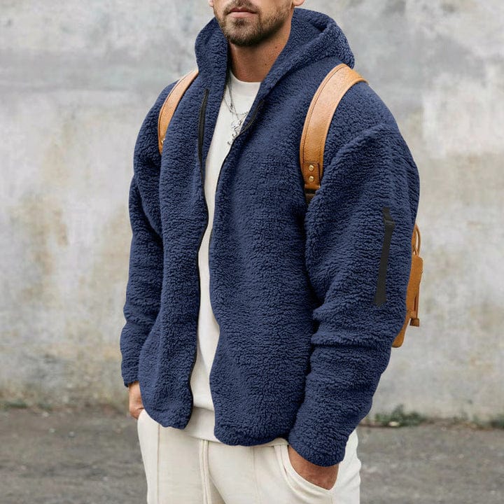 Men's warm fleece jacket with hood