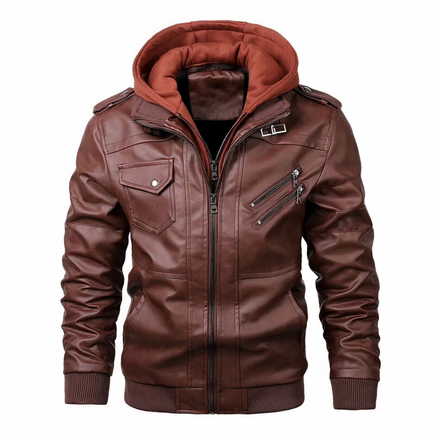 Men's Leather Motorcycle Jacket Black