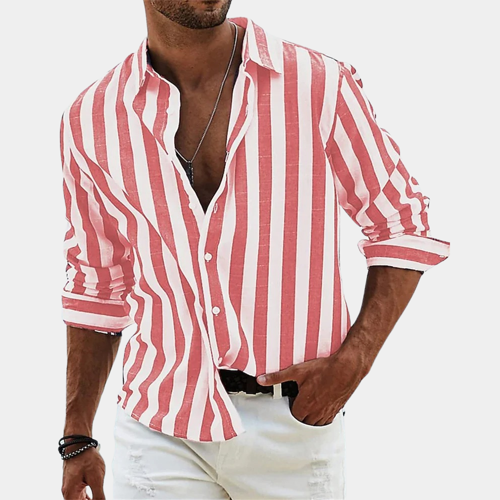 Men's Striped Breathable Long-Sleeve Shirt
