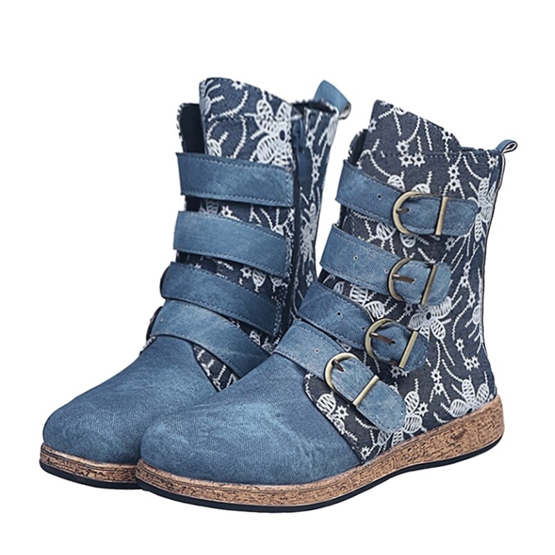 Stylish Boots Women Retro Design Metal Buckle