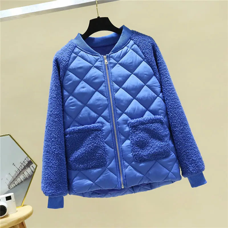 Women's Quilted Jacket Soft Ribbed with Pockets