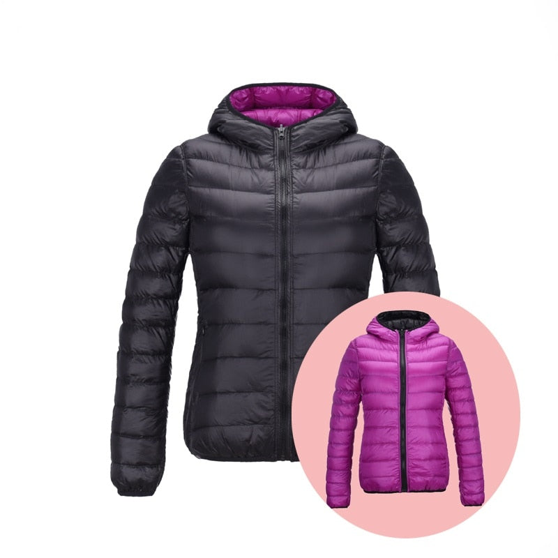 Fashionable Women's Reversible Down Jacket