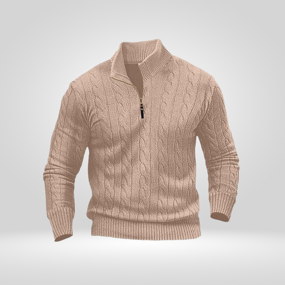 Men's Cable Knit Quarter-Zip Sweater