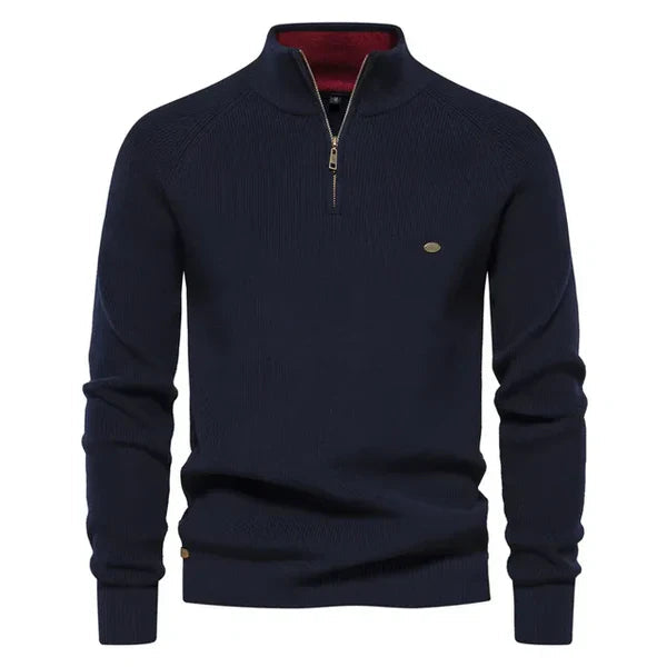 Men's Warm Cotton Quarter-Zip Sweater