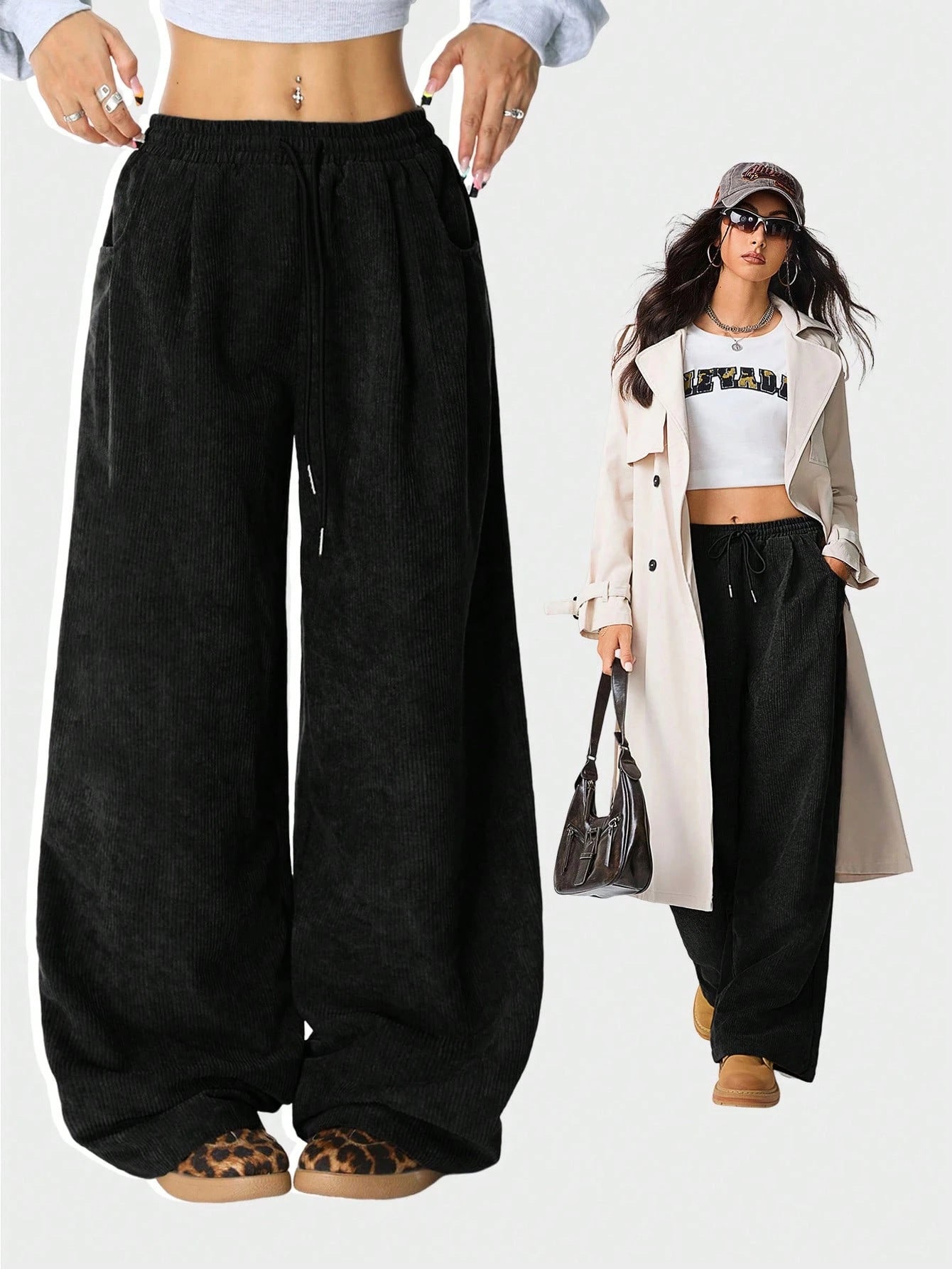 Women's Corduroy Trousers Elastic Comfortable