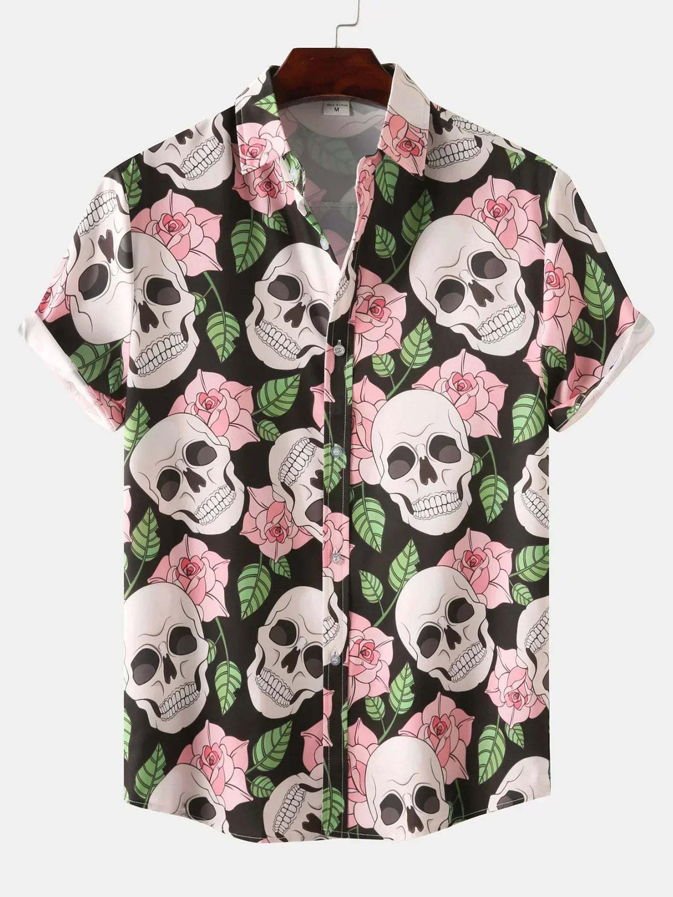 Men's Short Sleeve Skull Design Shirt