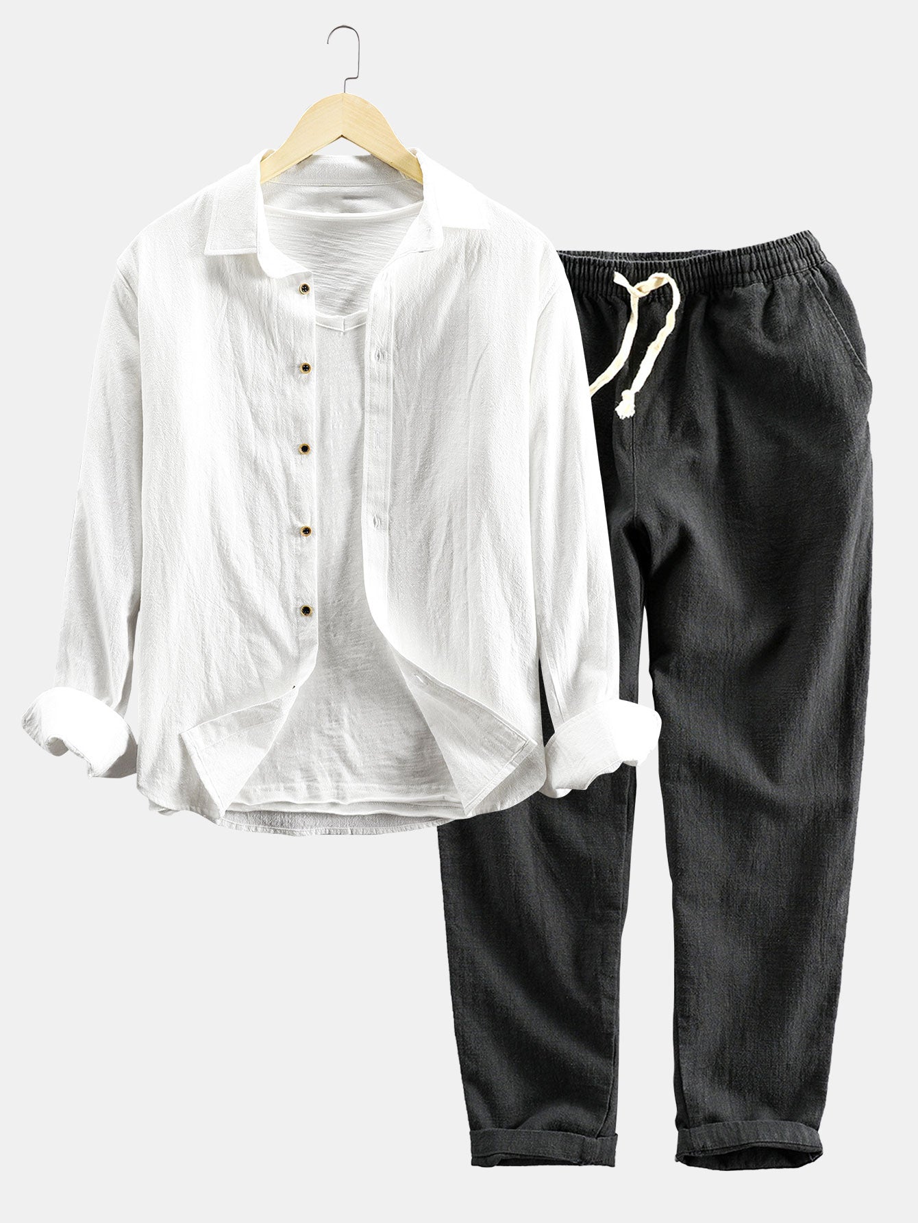 Men's Linen Suit Two-Piece Long Sleeve