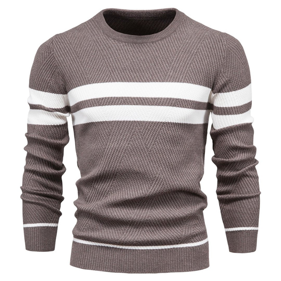 Men's Striped Round Neck Knitted Sweater